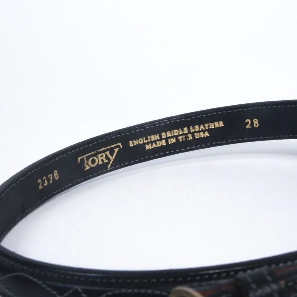 Tory English Bridle Leather Raised Fancy Stitch Black Belt Riding Show Belt 36